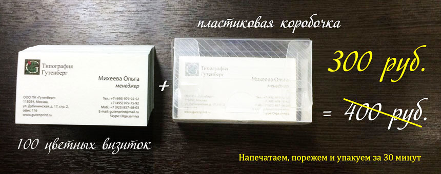 100 визиток за 300 рублей